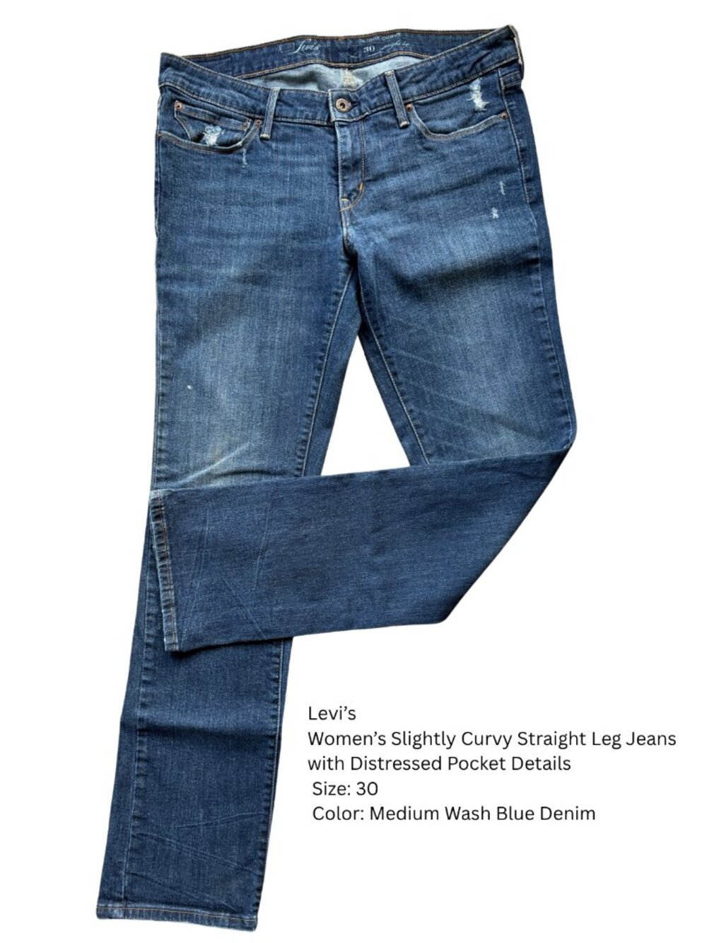 Levi’s Women’s Slightly Curvy Straight Leg Jeans, Size 30